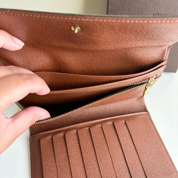 Louis Vuitton Monogram Trifold Wallet Brown Leather Snap Authentic - Picture 9 of 16